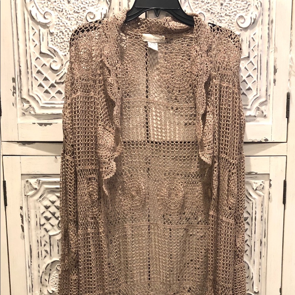 Gorgeous crocheted long cardigan Jr Large